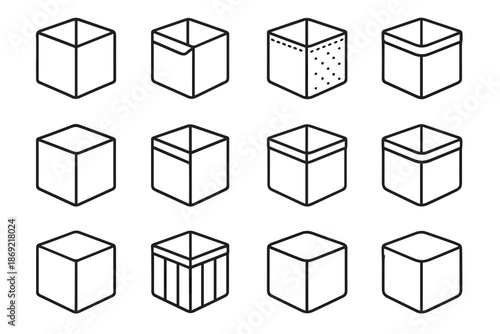 Padding cube storage track dots fold sidewall foldable icon radius vector ridge