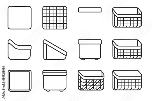 Strip organizer icons bar path fridge band magnetic grid vector panel icon