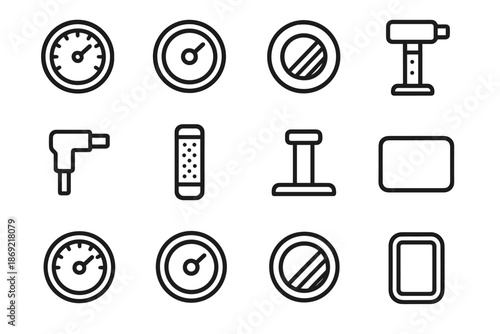 Icon corner gauge nozzle brace icons crest nodes pump shading ring vector