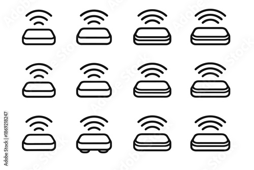 Traction wireless curve rib arcs set shading vector icon outline underside