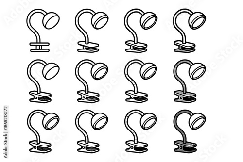 Icons hinge boundary neck seam disc reading vector light icon tile outline