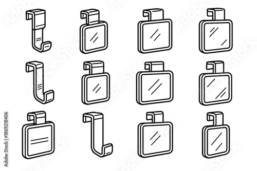 Structural icon panel vector outline tilt traction mirror bracket adjustable shading stripe