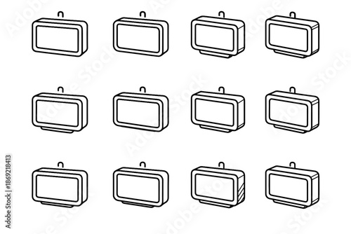 Icon contour hook outline clock mount shading digital pads line vector slab