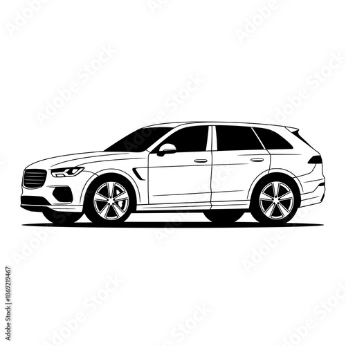 Minimal luxury SUV editable vector illustration isolated on white