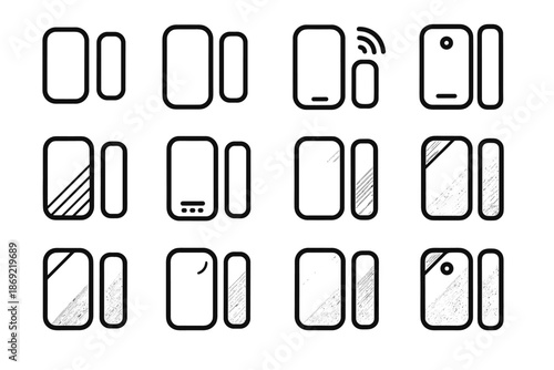 Icons smart rib frame crest outline shading icon sensor vector trace row