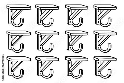 Hook slab contour shading icon shelf outline wall rim patch stripe vector