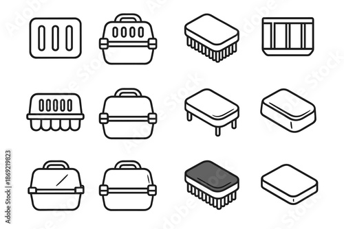 Corner row slab line pet shading brush travel tile surface vector icon