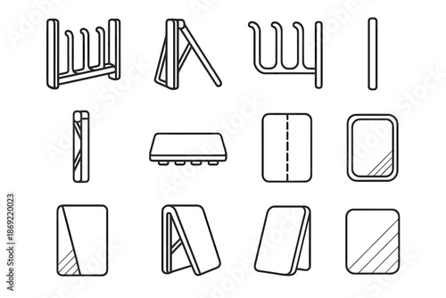 Slab vertical bottle curve icon pads foldable underside arc vector shading tilt