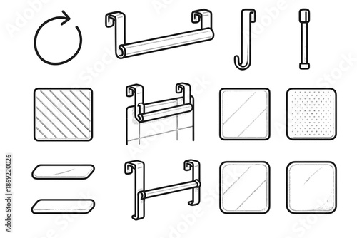 Modern icon stroke mesh towel tile seam tilt ridge contour outline swivel