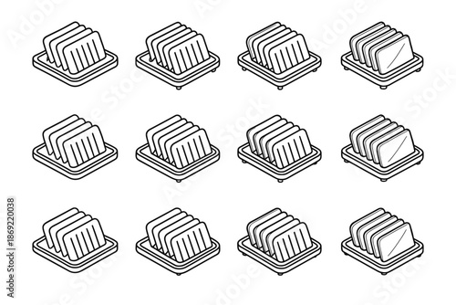 Shading stack slot vector tilt ridge tray stackable dish corner icon