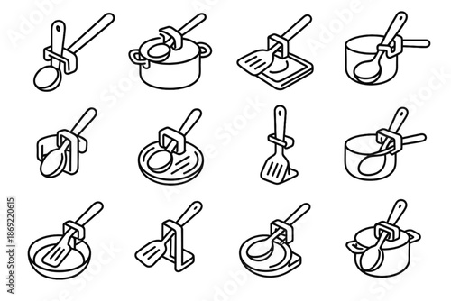 Drip utensil set icon lip edge clip vector spoon rest handle