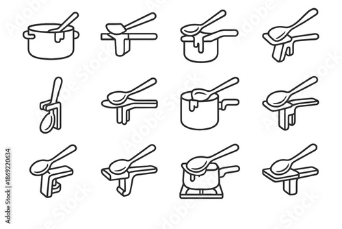 Rest utensil clip pad vector drip icons cookware saucepan icon edge
