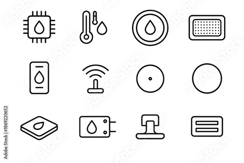 Environmental icon ventilation vector chip humidity sensor humidifier antenna reset smart