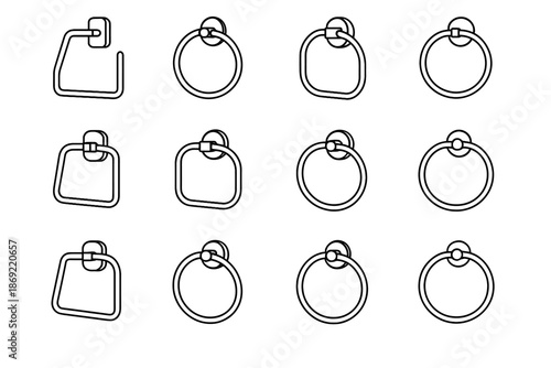 Ring icon hand powder bathroom fixed hardware towel vector modern wall