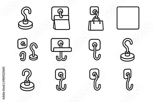 Organizer vector smooth fridge magnetic hook hanger icon hanging everyday household icons