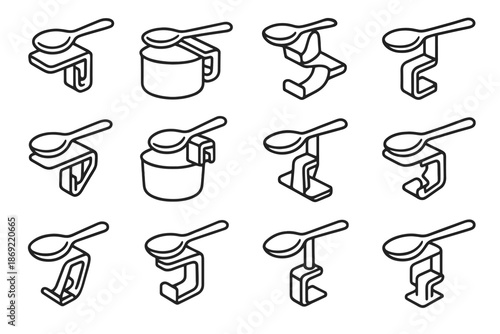 Icons holder icon pan vector pot utensil cooking tool support edge clip