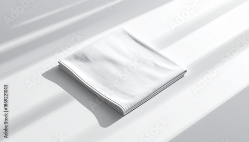 A neatly arranged stack of clean white napkins on a minimalist white background