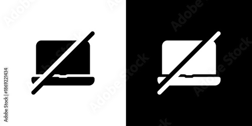 パソコン使用禁止・NGのアイコン（ベクター）