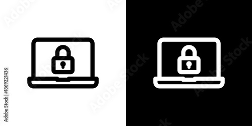 パソコンセキュリティ・鍵マークのアイコン（ベクター）