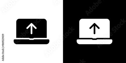 パソコンとアップロードのアイコン（ベクター）