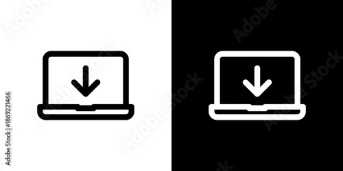パソコンとダウンロードのアイコン（ベクター）