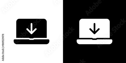 パソコンとダウンロードのアイコン（ベクター）