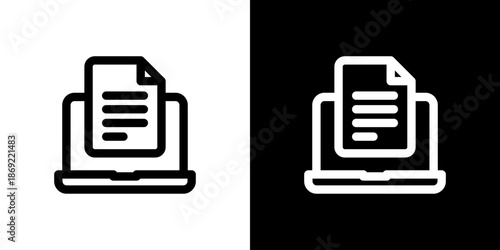 パソコンと書類・PDFのアイコン（ベクター）