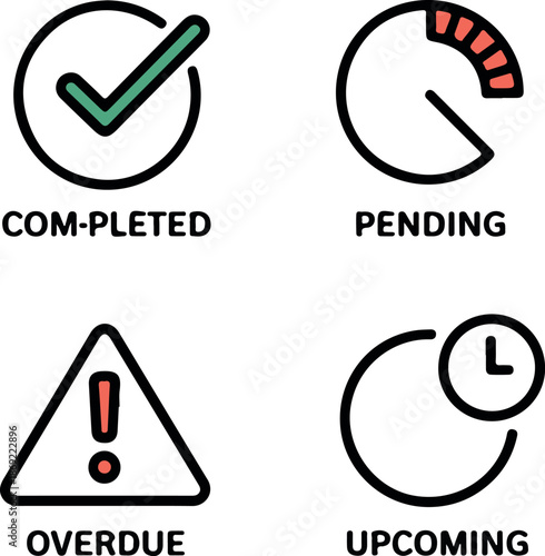 Status icons for task completion and deadlines