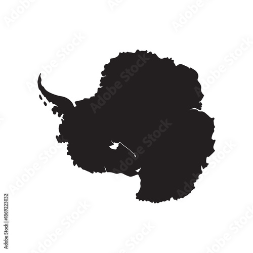 Antarctica map silhouette black and white continent geography vector illustration