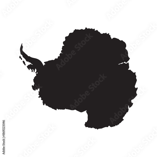 Antarctica map silhouette black and white continent geography vector illustration