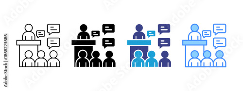 Public Speaking icon set multiple style collection