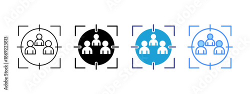 Target Audience icon set multiple style collection