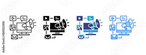 Content Marketing icon set multiple style collection