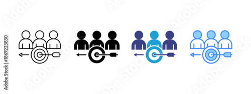 Target Audience icon set multiple style collection