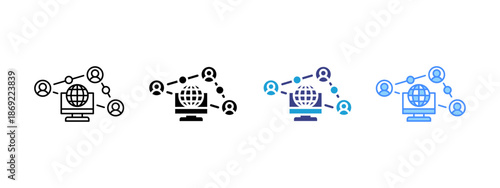 Online Community icon set multiple style collection