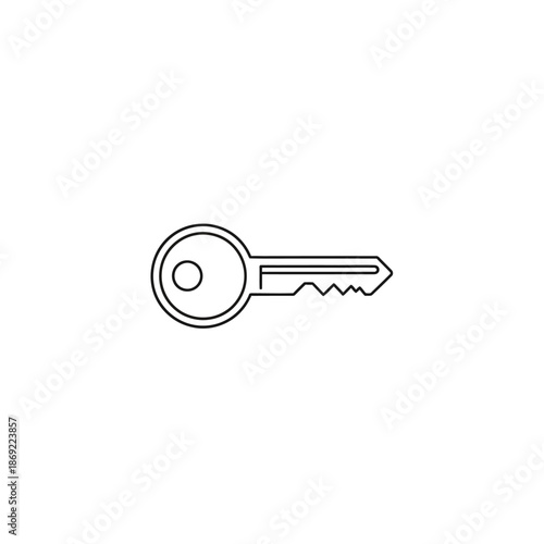 Close-up of Silver Key on White Background for Security or Lock Concept