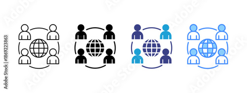 Online Community icon set multiple style collection