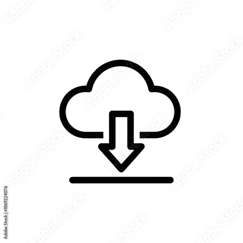 Cloud Download Icon Illustration for Data Transfer and Cloud Storage Concepts