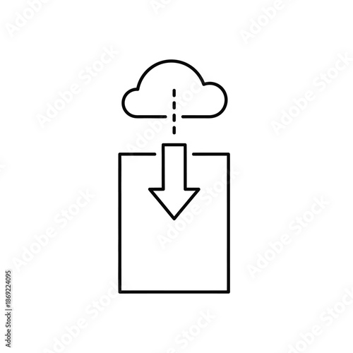 Cloud Download Icon Over Cloud Computing Concept for Digital Data Transfer