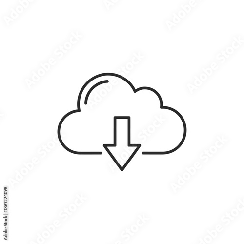 Cloud Download Icon Representing Data Transfer and Cloud Storage Concept