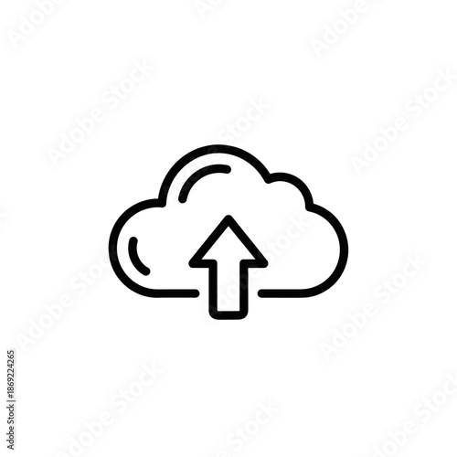 Cloud Upload Icon Sign in Minimalist Style for Digital Data Transfer Concept