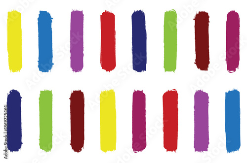 Set of colorful grungy paint brush strokes. permanent marker pen stroke . Set of colorful brush strokes, lines, Brush stain. Grungy brushes collection. Vector black paint brush. 