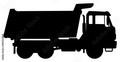 a black silhouette of a dump truck on a , black, silhouette, truck, against transparent background