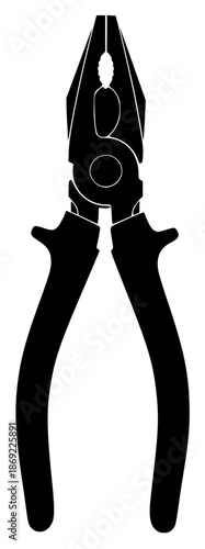 a black silhouette of a pliers on a , black, icon, silhouette, tool, against transparent background