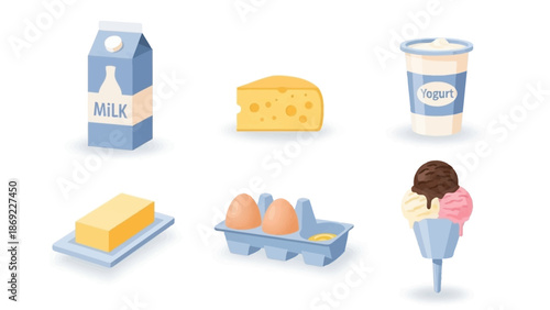 Assortment of Dairy Delights Fresh Milk, Creamy Cheese, and Sweet Treats