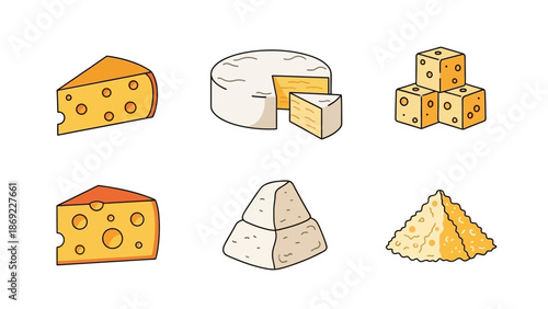 Variety of Cheese Illustrations A Delicious Collection of Dairy Delights