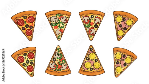 Variety of Pizza Slices A Delicious Illustration of Different Toppings and Flavors