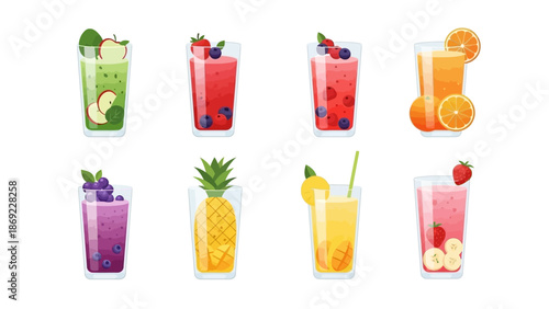 Refreshing Smoothie Assortment A Colorful Collection of Healthy Fruit and Vegetable Blends