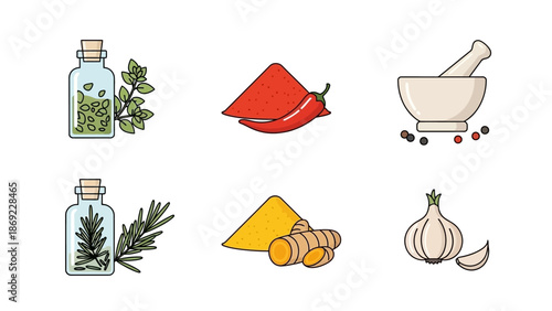 Spice Rack Essentials A Colorful Collection of Herbs, Spices, and Kitchen Ingredients