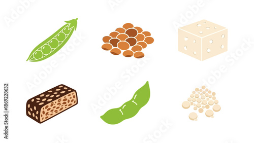 Healthy Food Choices Fresh Peas, Soybeans, Tofu, and Edamame